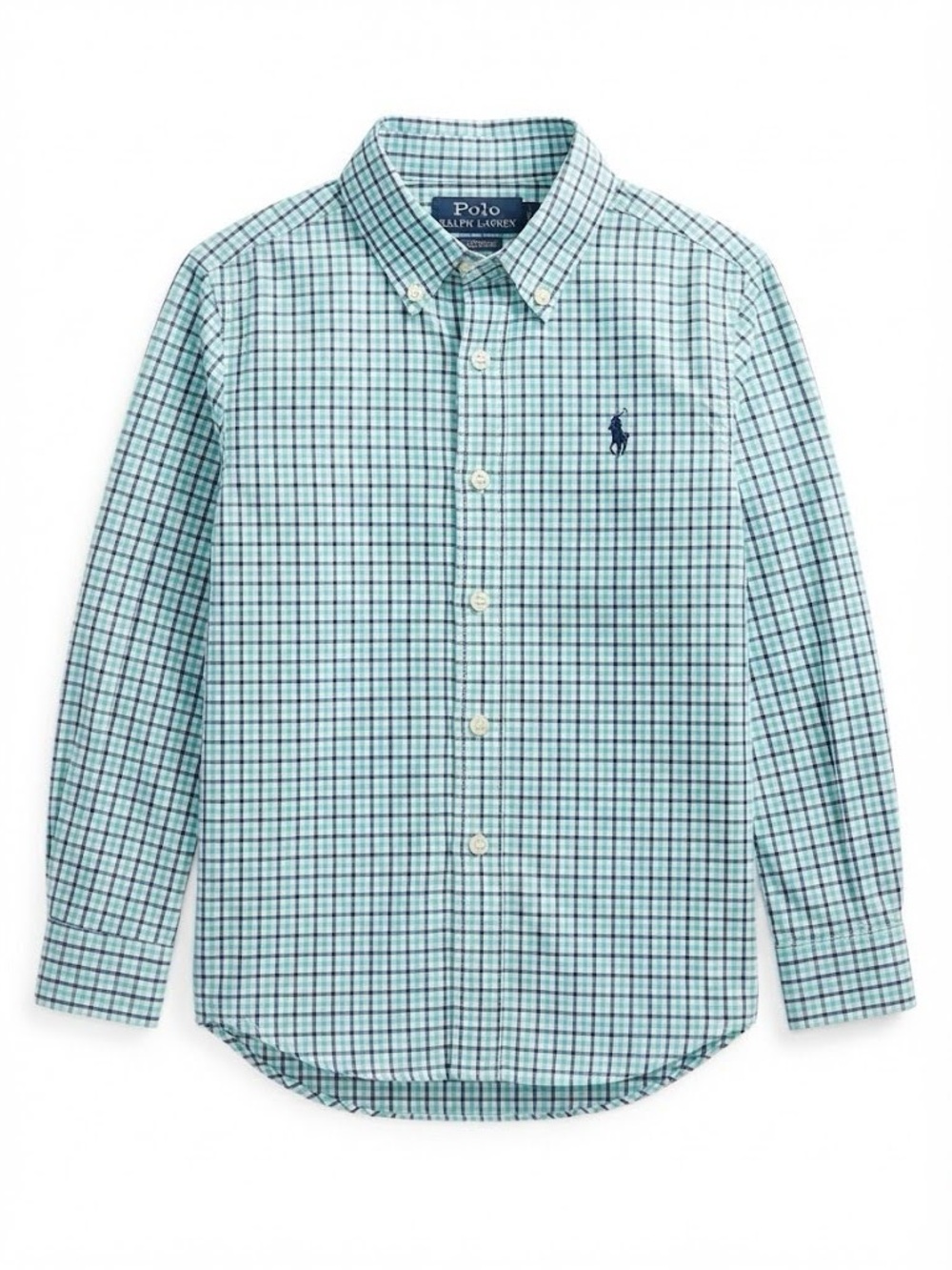 Polo by Ralph Lauren Green and Blue Check Button-Down Shirt